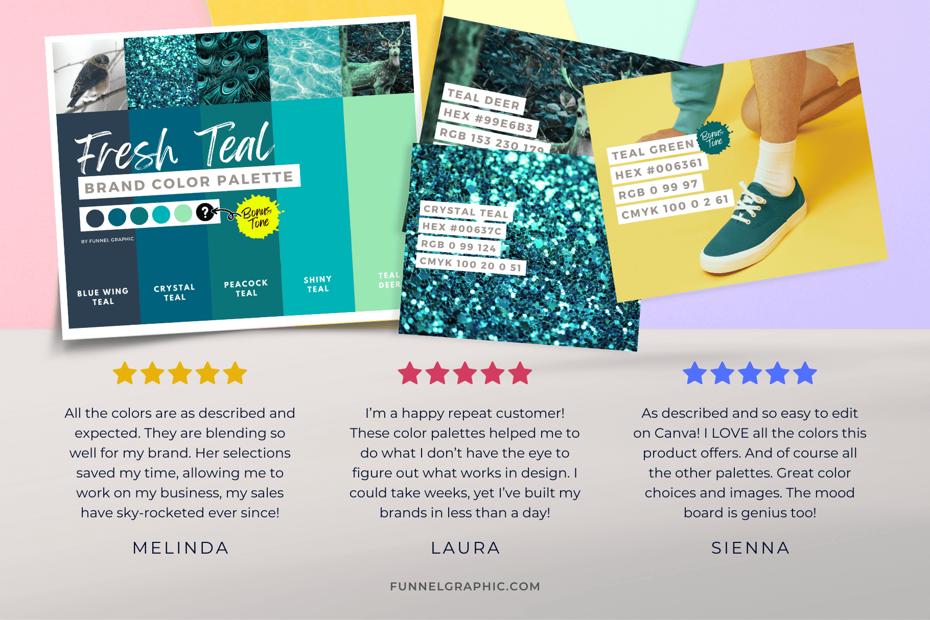 Fresh Teal Testimonials and mockup