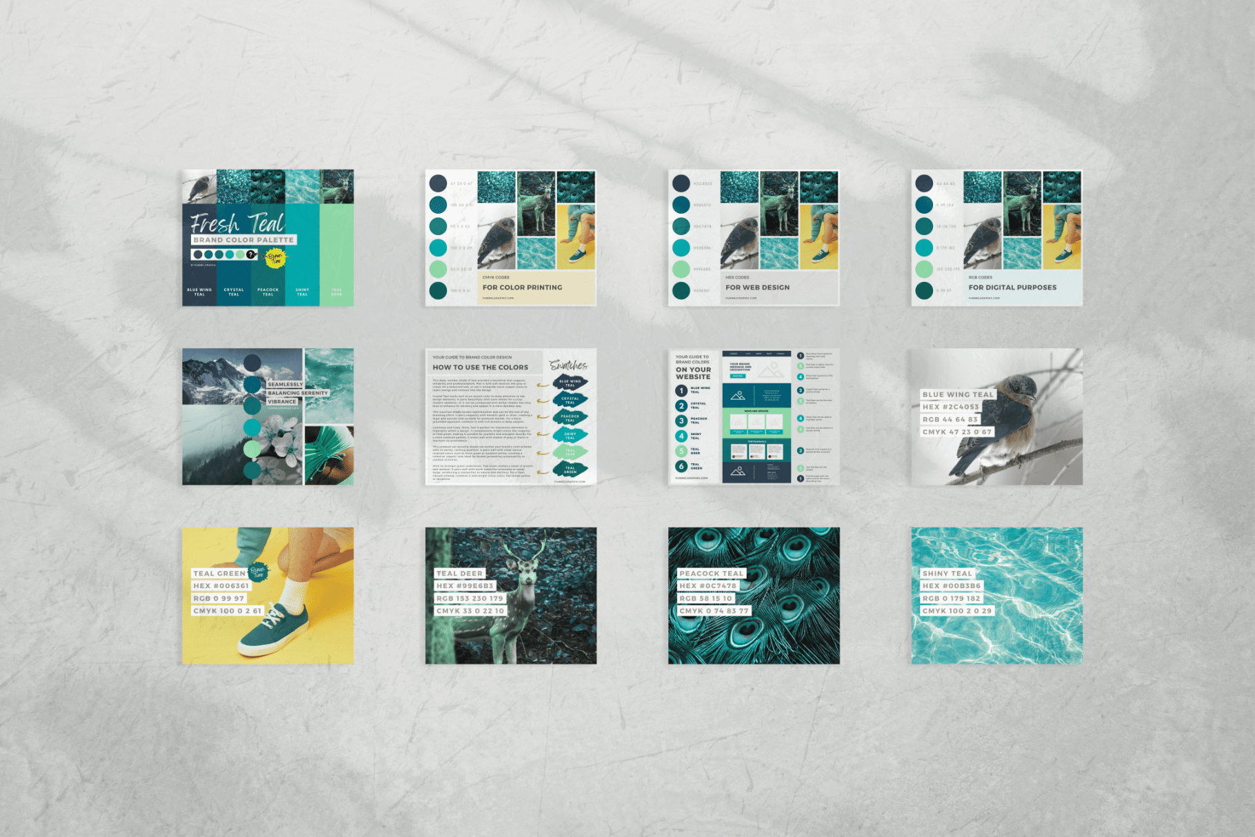 fresh teal color palette from canva arranged in tiles