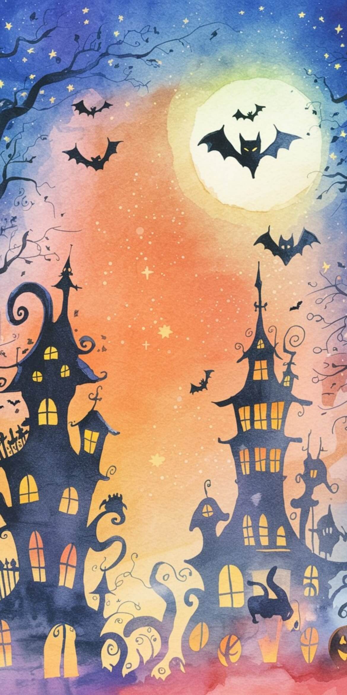107+ Free Halloween Wallpapers To Download 27 flying bats, pumpkins and haunted houses for halloween
