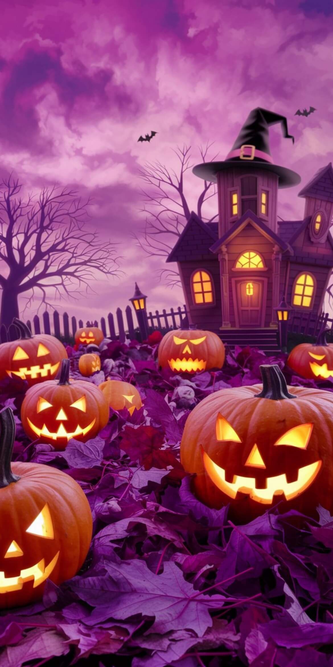 107+ Free Halloween Wallpapers To Download 13 a group of pumpkins with lit up faces for halloween