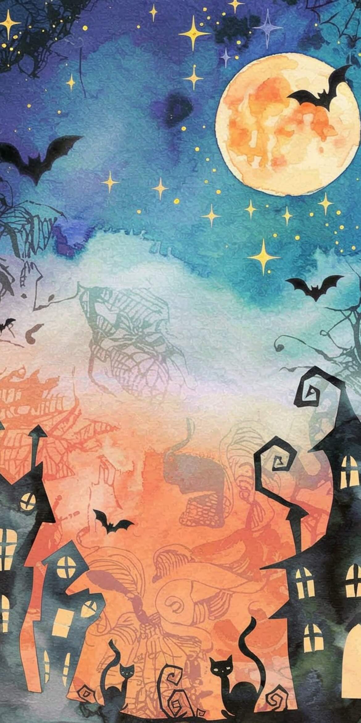 107+ Free Halloween Wallpapers To Download 29 flying bats and haunted houses for halloween