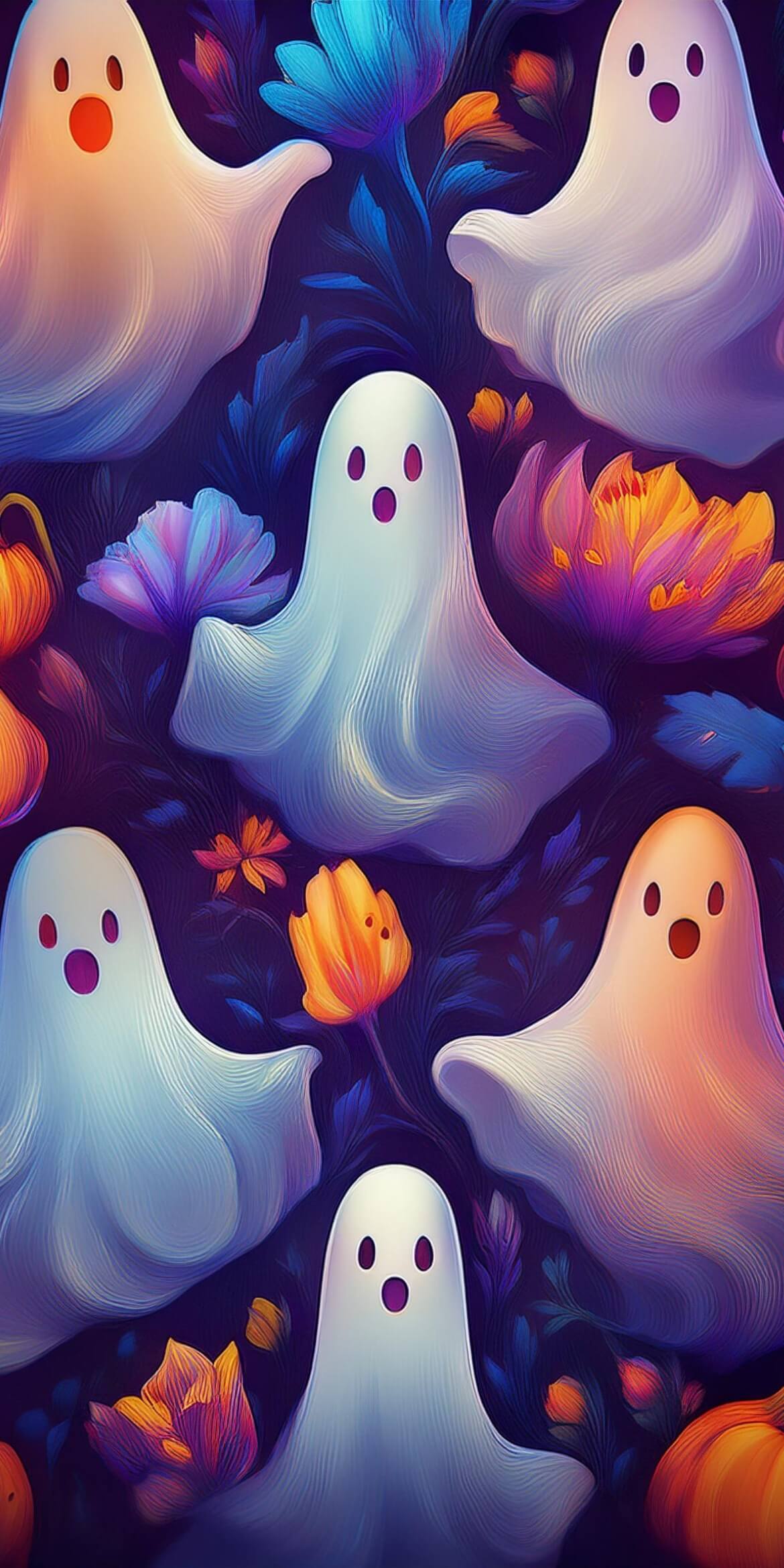 107+ Free Halloween Wallpapers To Download 41 halloween surprised ghosts flowers patterns