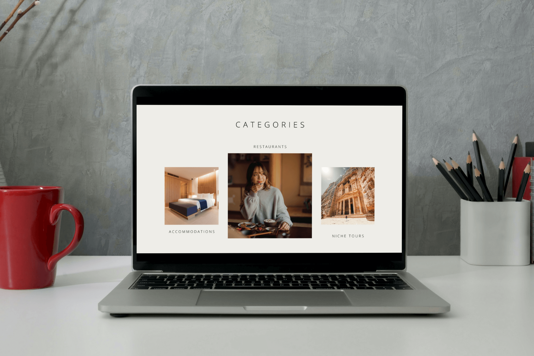 travel blogger media kit slide deck cover in laptop mac mockup