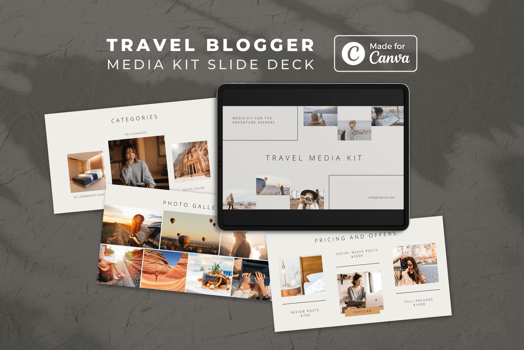 travel blogger media kit slide deck cover thumbnail etsy