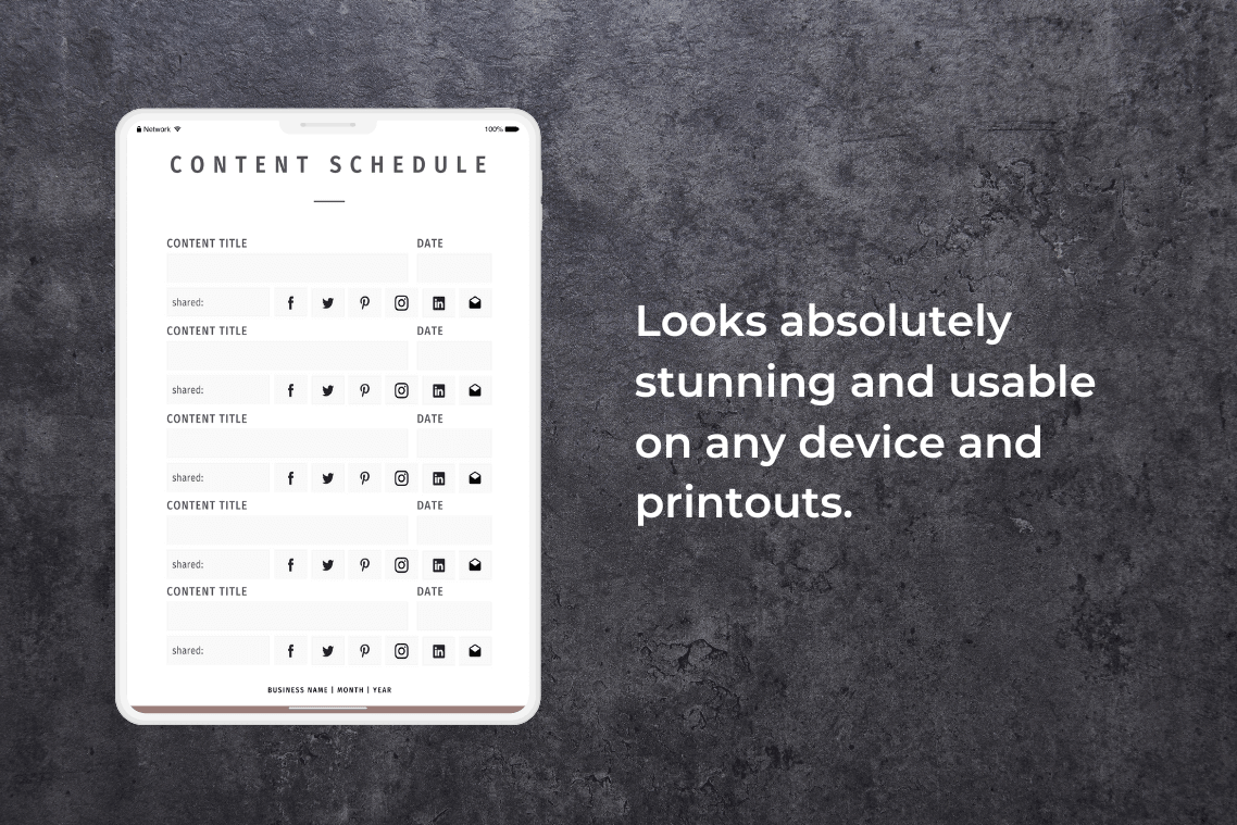 Business Content Planner Canva Template | Blush 5 content planner in tablet ipad