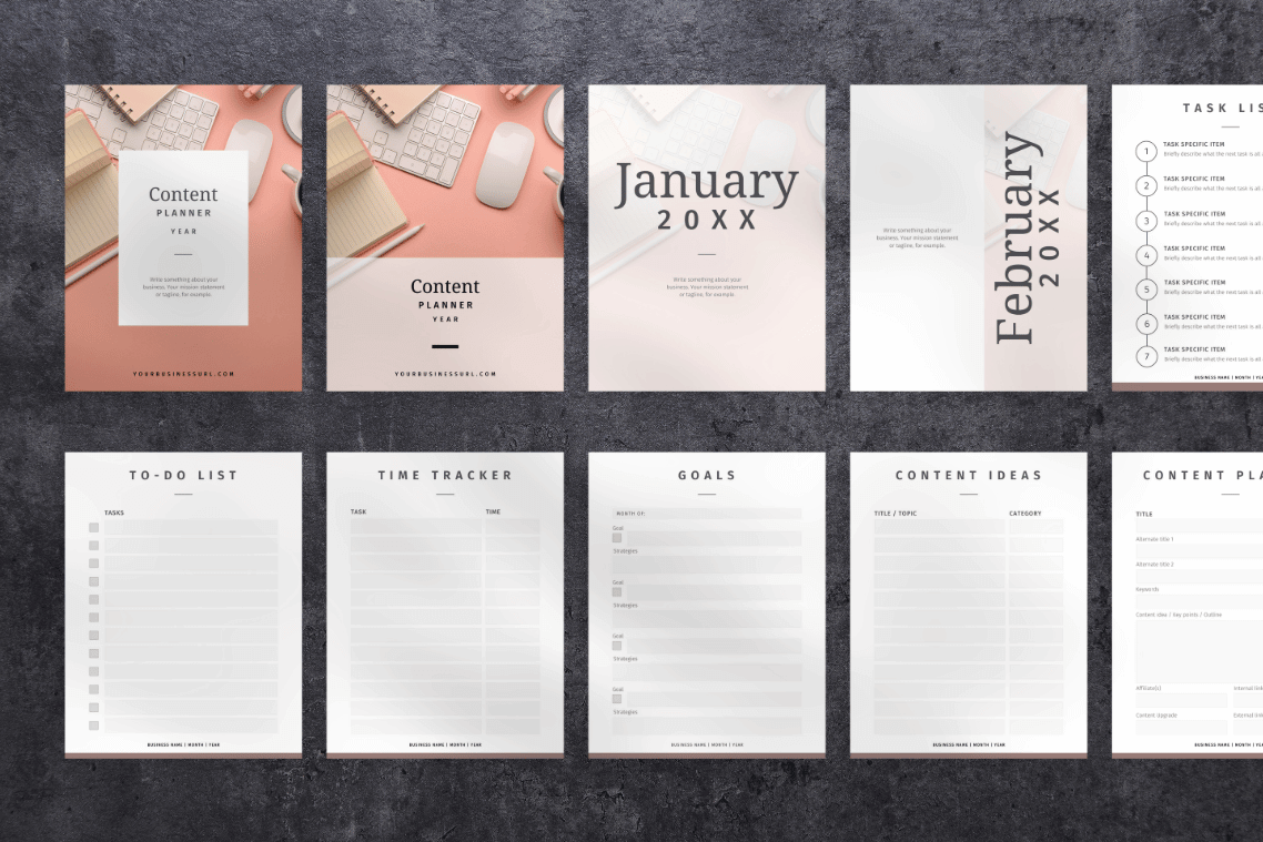 Business Content Planner Canva Template | Blush 2 business content planner tiles