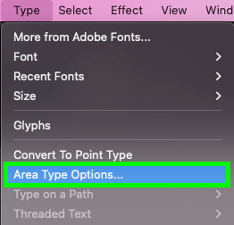 select area type options from type menu – how to add text in illustrator