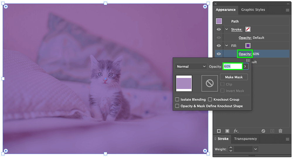 adjust the opacity of fill color rectangle shape – how to add text to image in illustrator