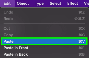 edit menu paste adobe illustrator