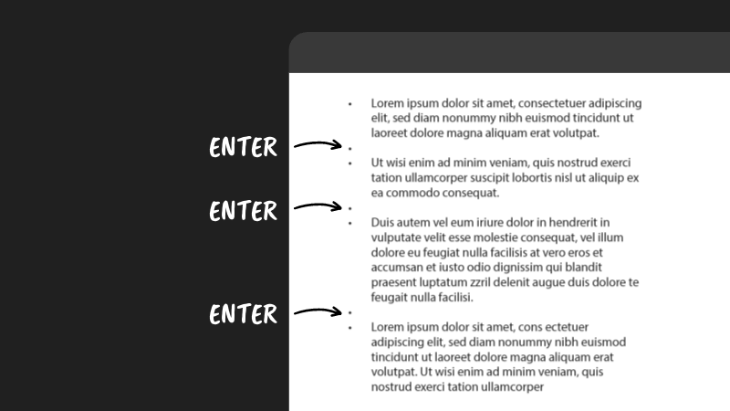press enter with text cursor to remove bullet points from empty space – how to add text in Illustrator