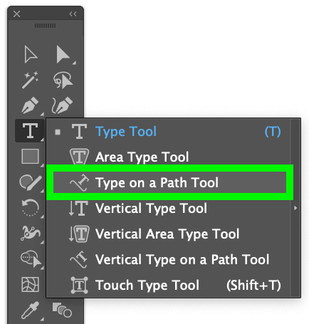 type on a path tool from adobe Illustrator toolbar – How to add text in Illustrator