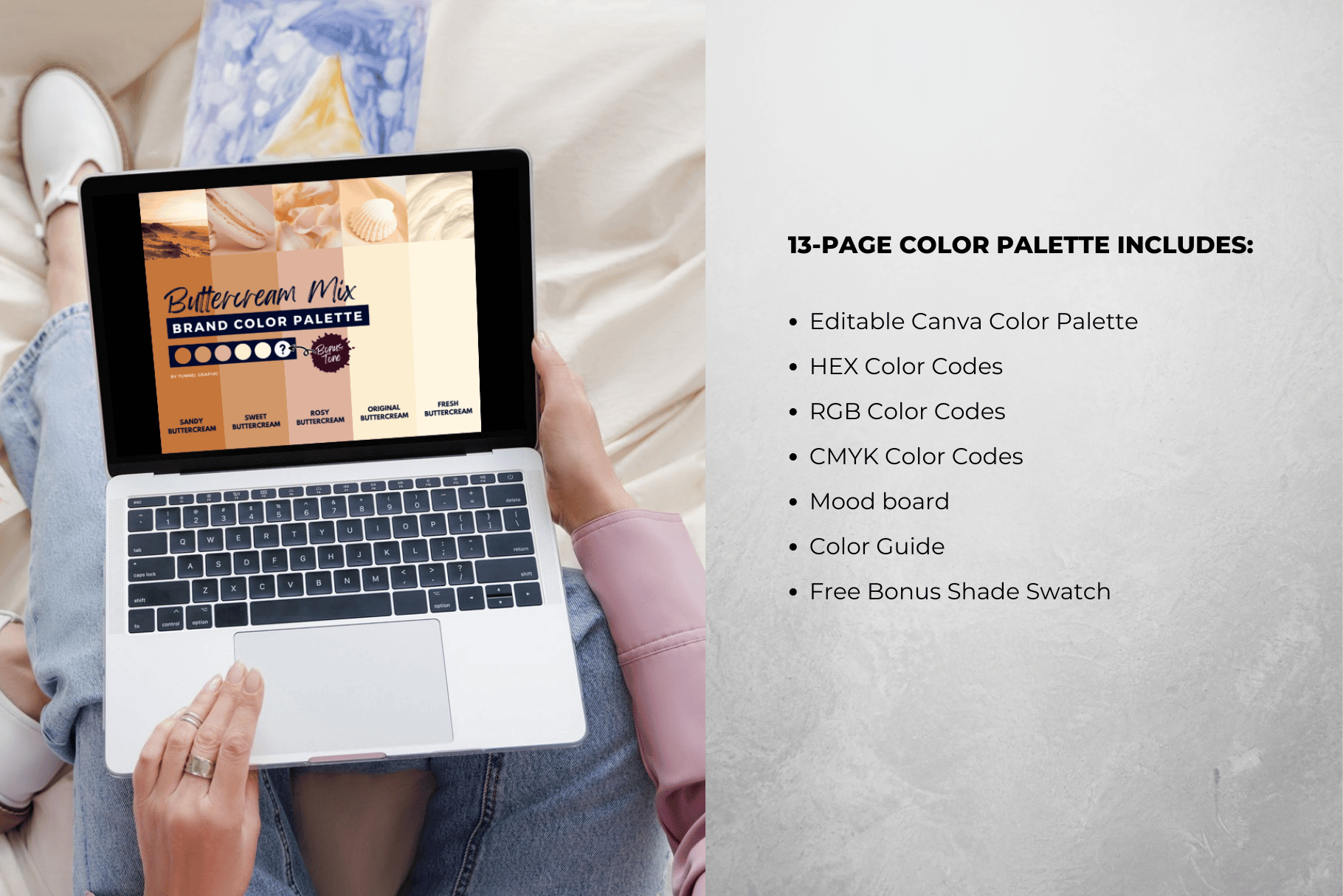 Buttercream Mix Premium Canva Color Palette 2 what the color palette includes with buttercream mockup