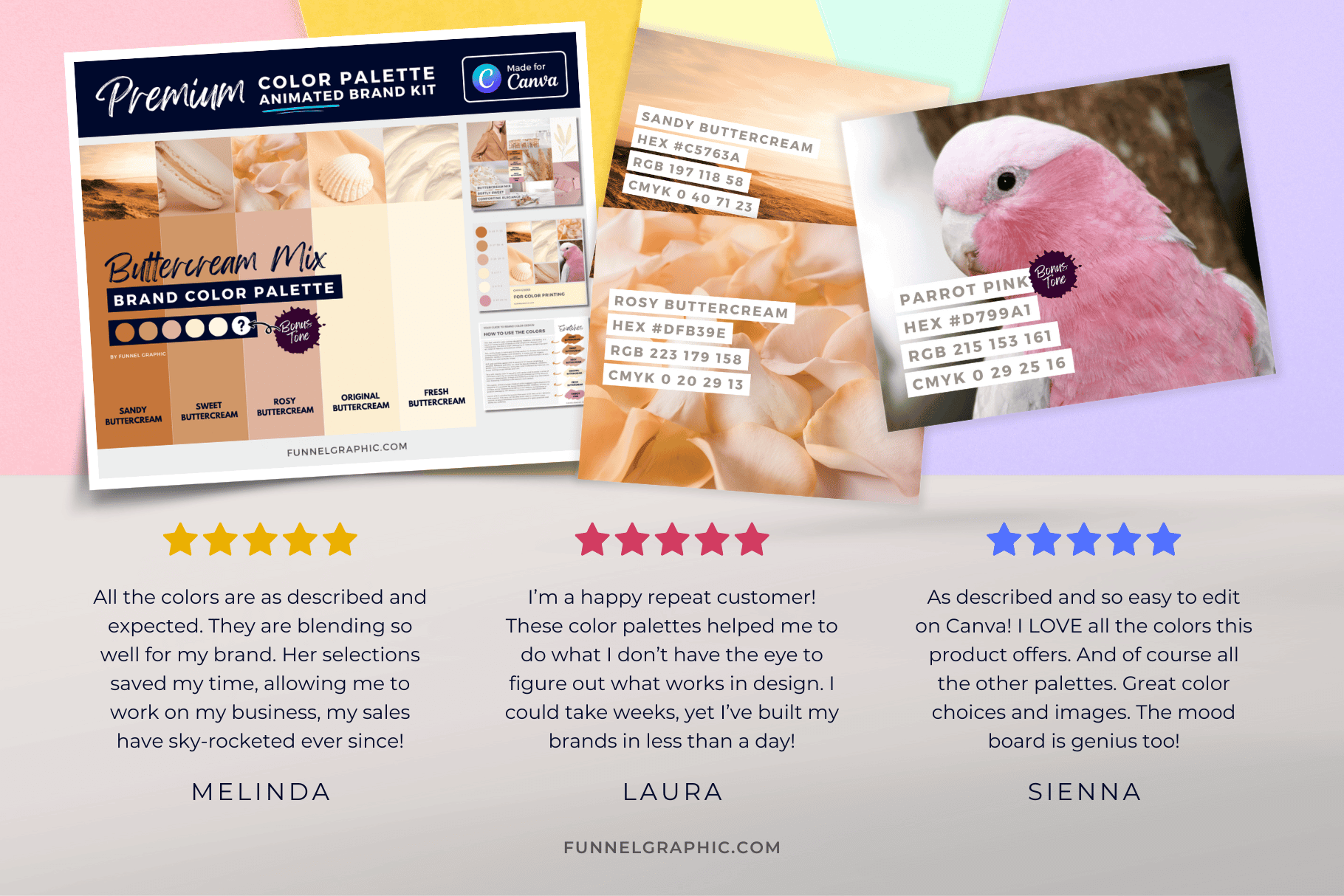 Buttercream Mix Premium Canva Color Palette 4 buttercream testimonials