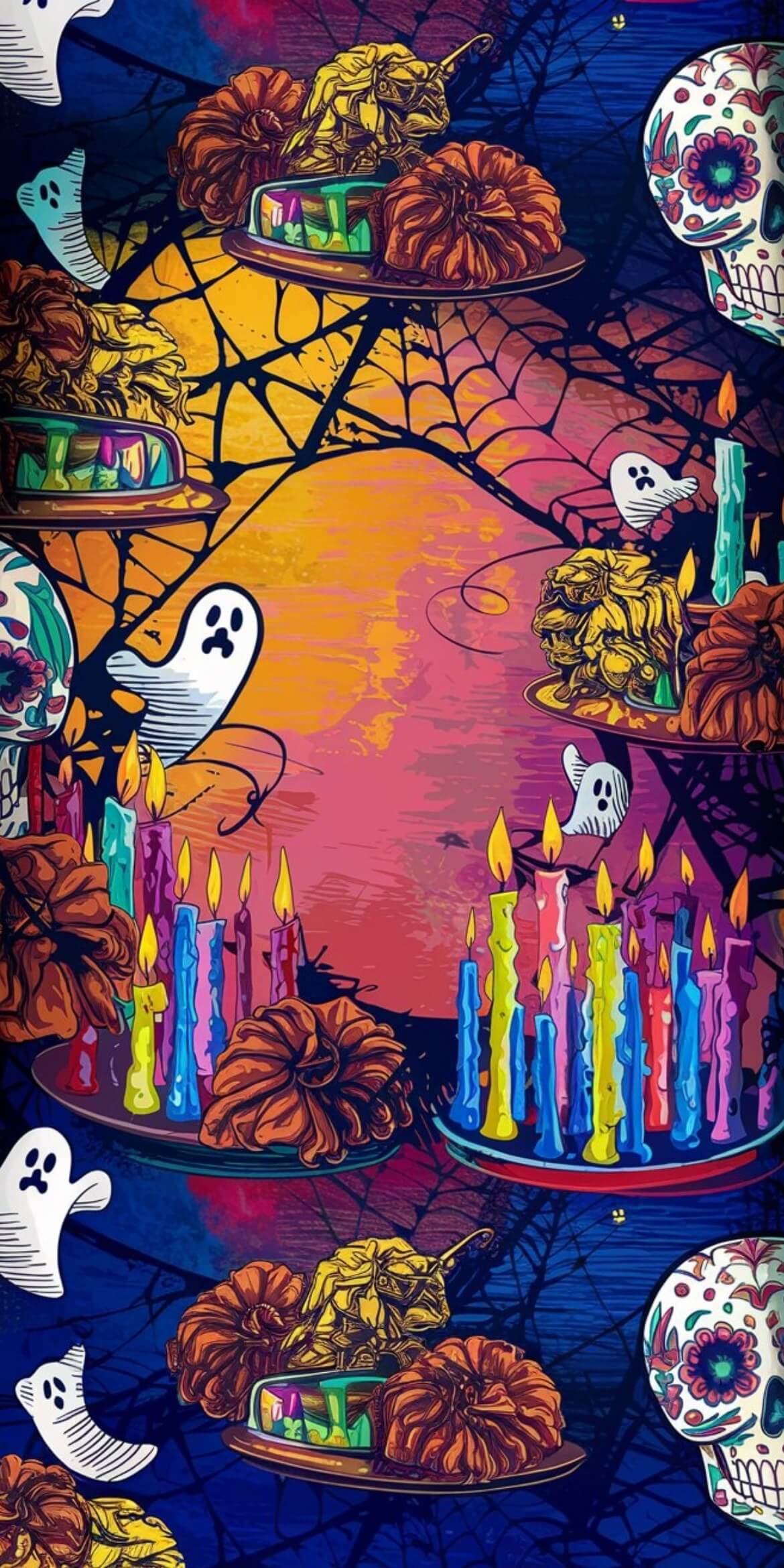 107+ Free Halloween Wallpapers To Download 34 ghosts and candles and cakes