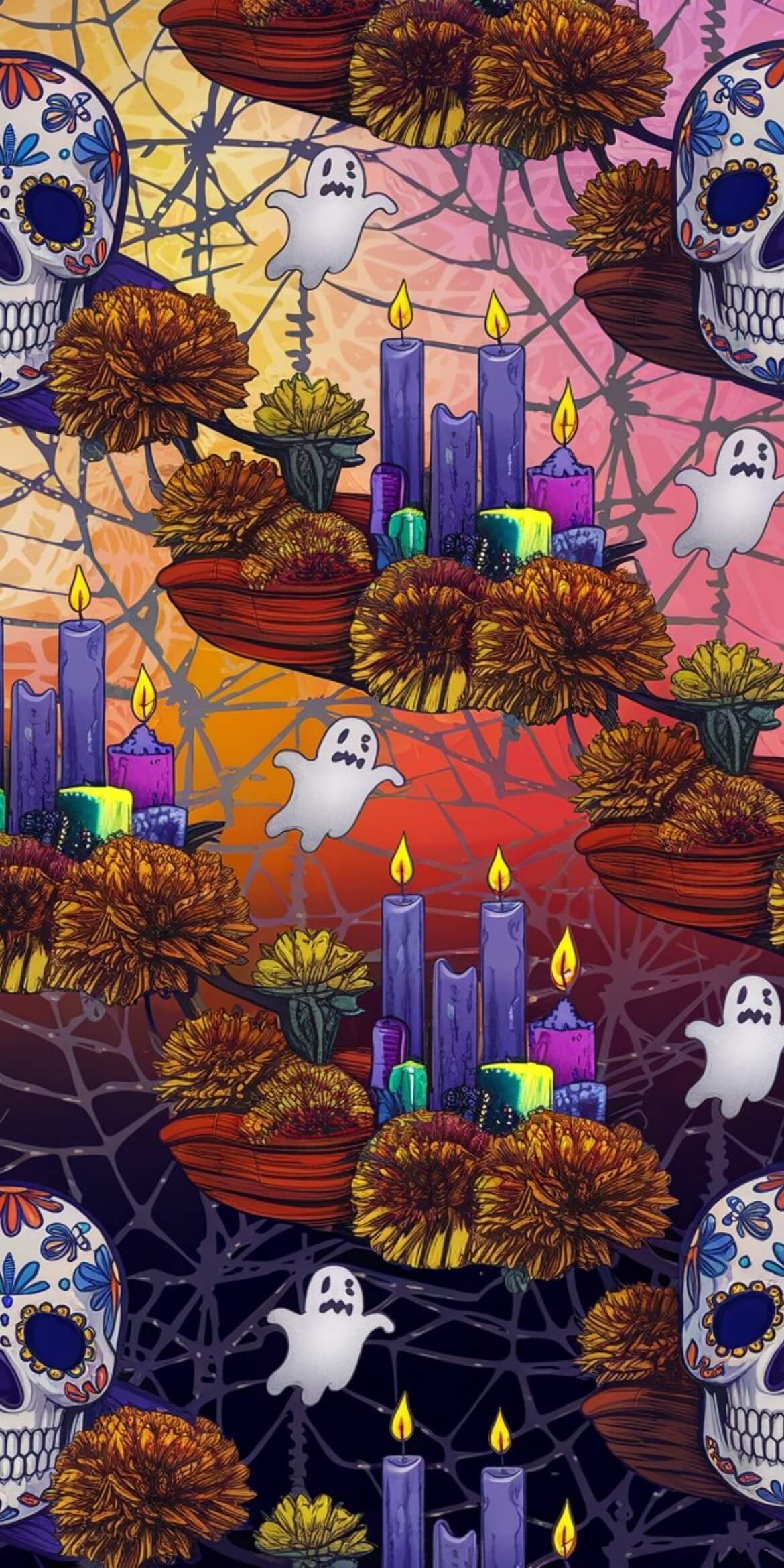 107+ Free Halloween Wallpapers To Download 31 a group of candles and flowers for halloween