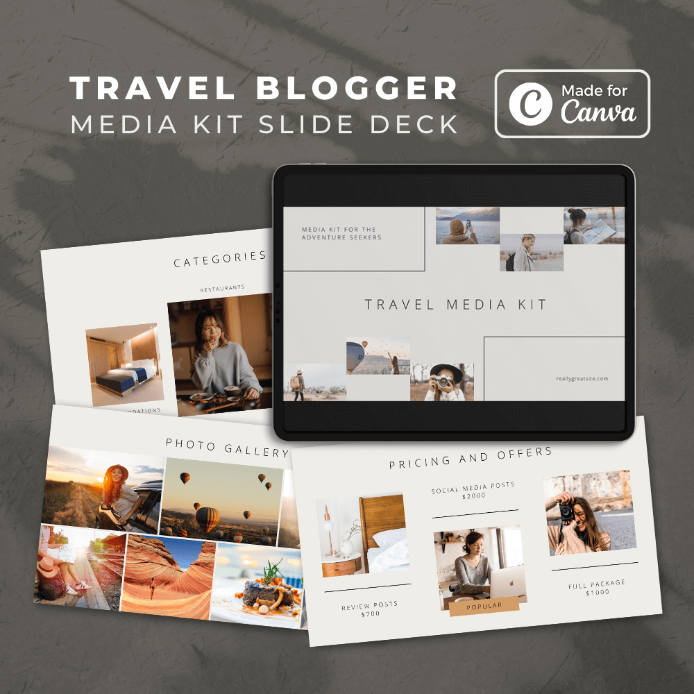 travel blogger media kit slide deck cover thumbnail