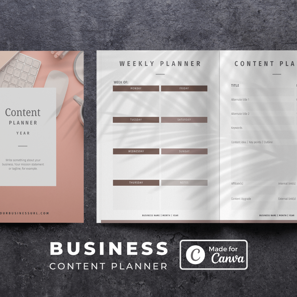 Blush Business Content Planner Thumbnail Magazine Mockup